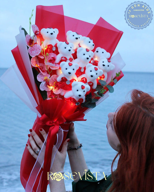 ™RoseVista ∞ Ledli Orkide Ayıcık Buketi